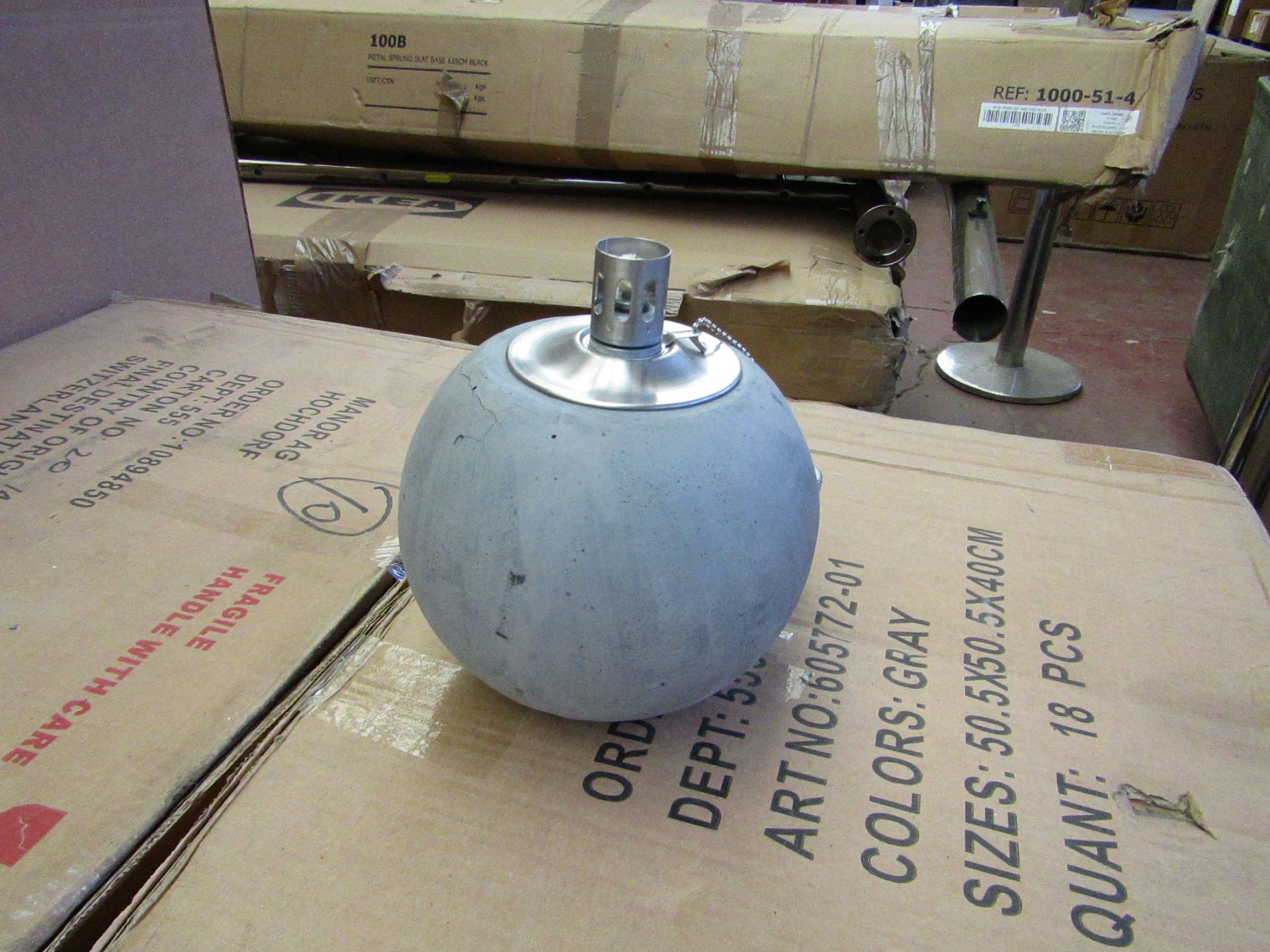 Grey Concrete Citronella Oil Garden Table Lamp - Unchecked & Boxed - £24.99.