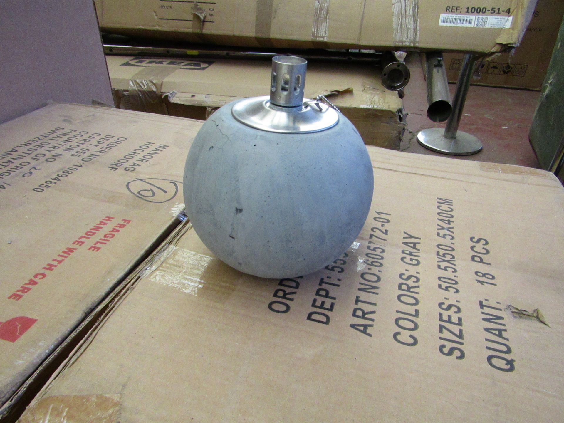 Grey Concrete Citronella Oil Garden Table Lamp - Unchecked & Boxed - £24.99.