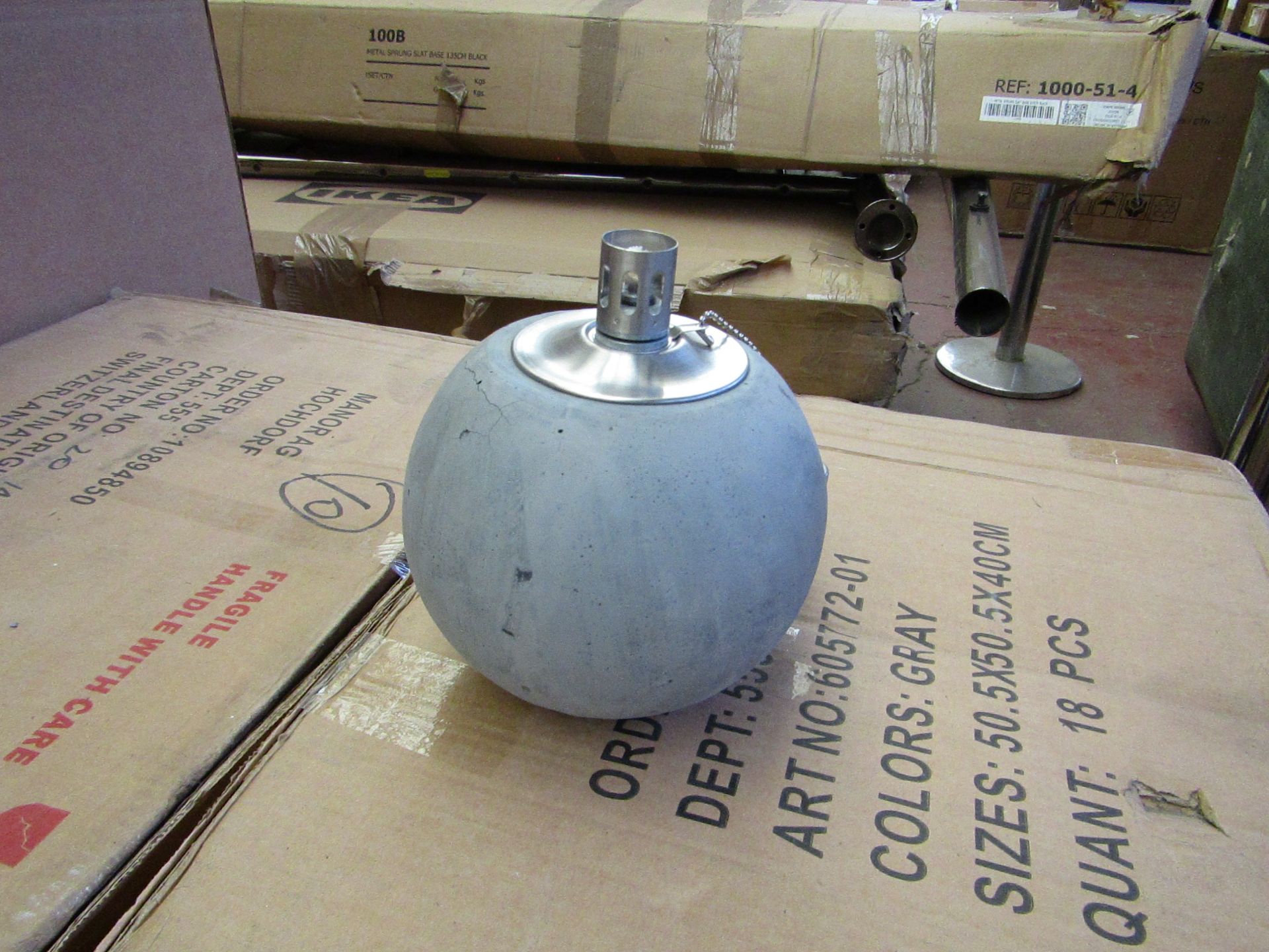 Grey Concrete Citronella Oil Garden Table Lamp - Unchecked & Boxed - £24.99.