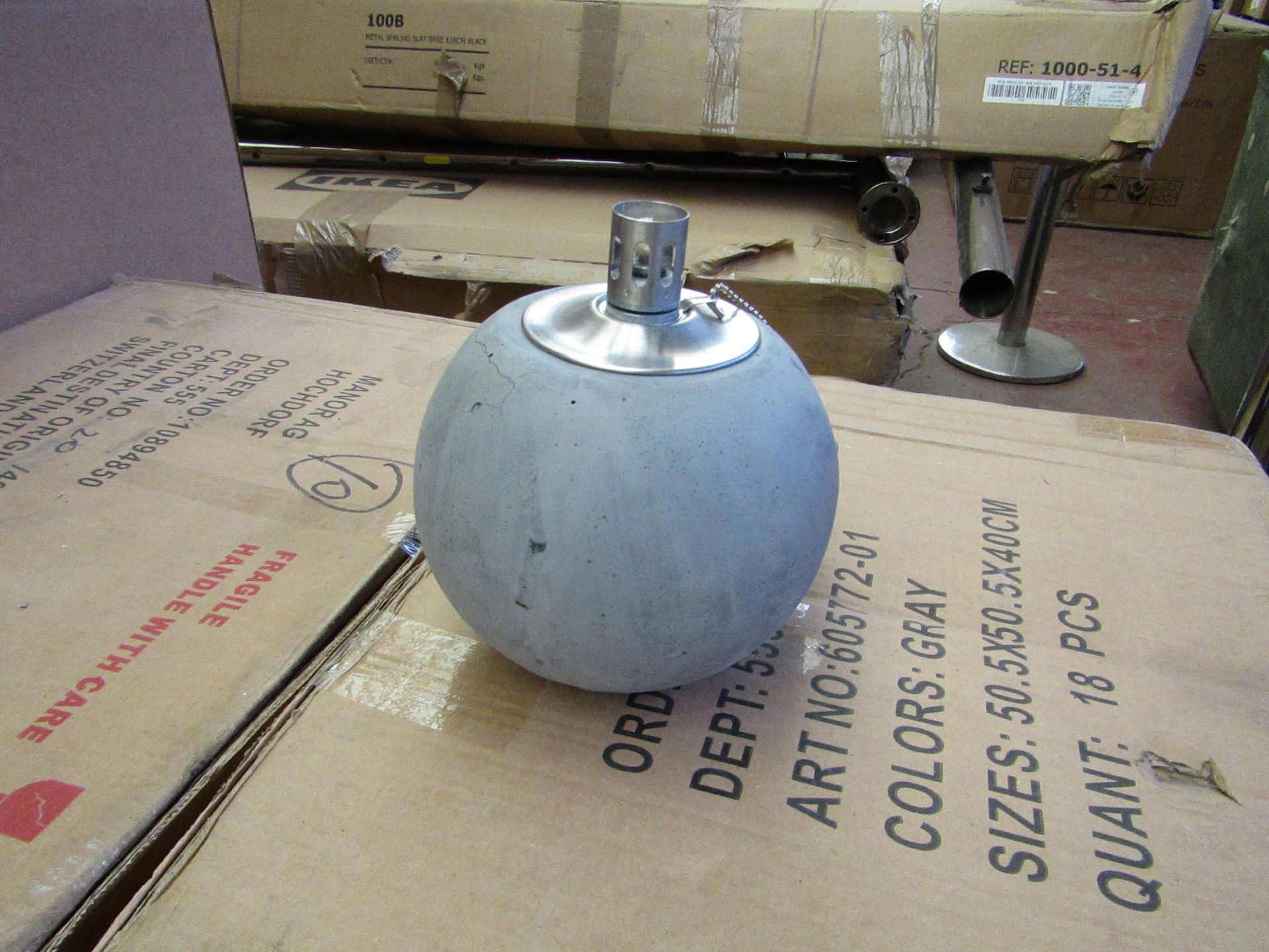 Grey Concrete Citronella Oil Garden Table Lamp - Unchecked & Boxed - £24.99.