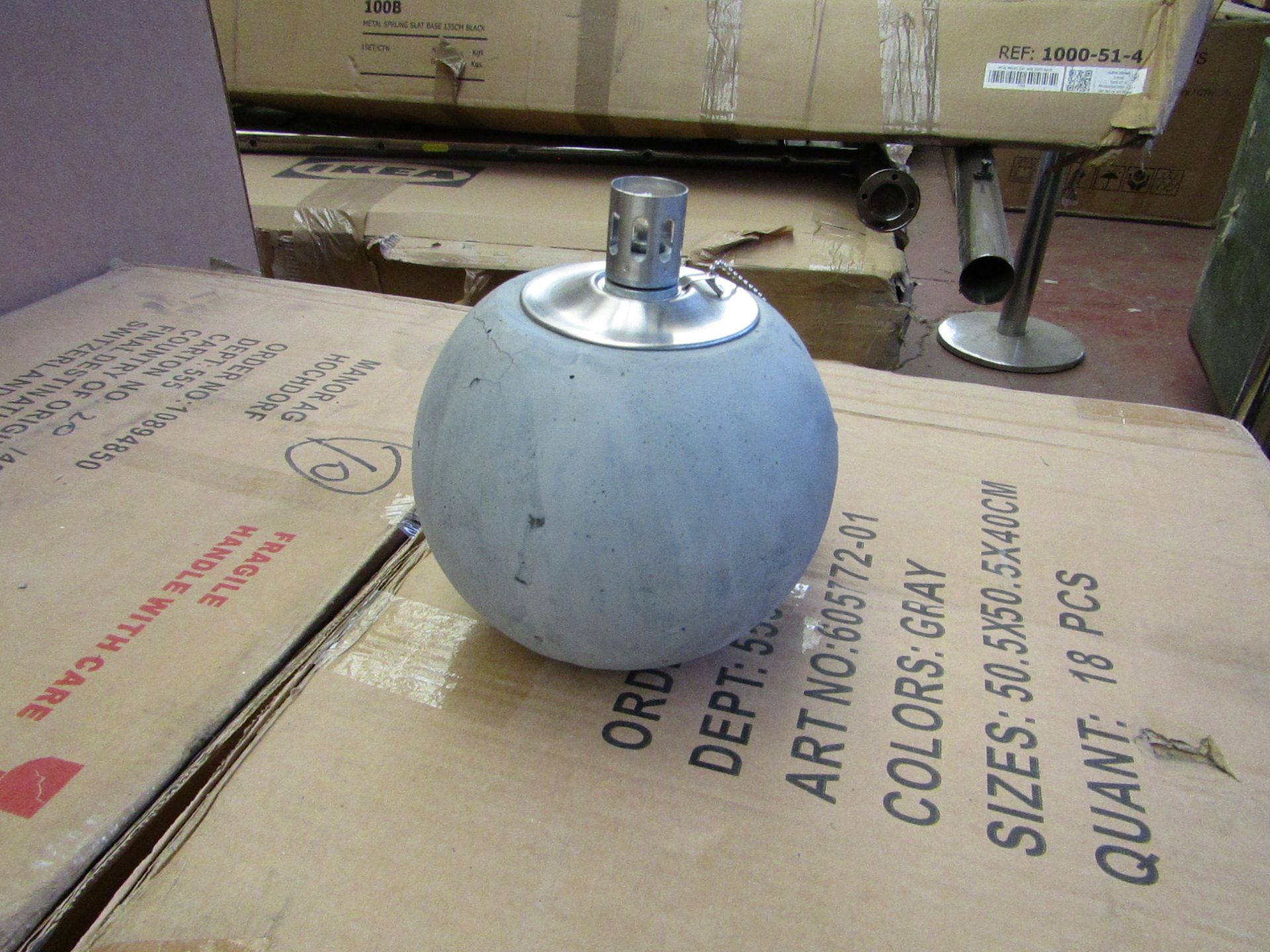 Grey Concrete Citronella Oil Garden Table Lamp - Unchecked & Boxed - £24.99.