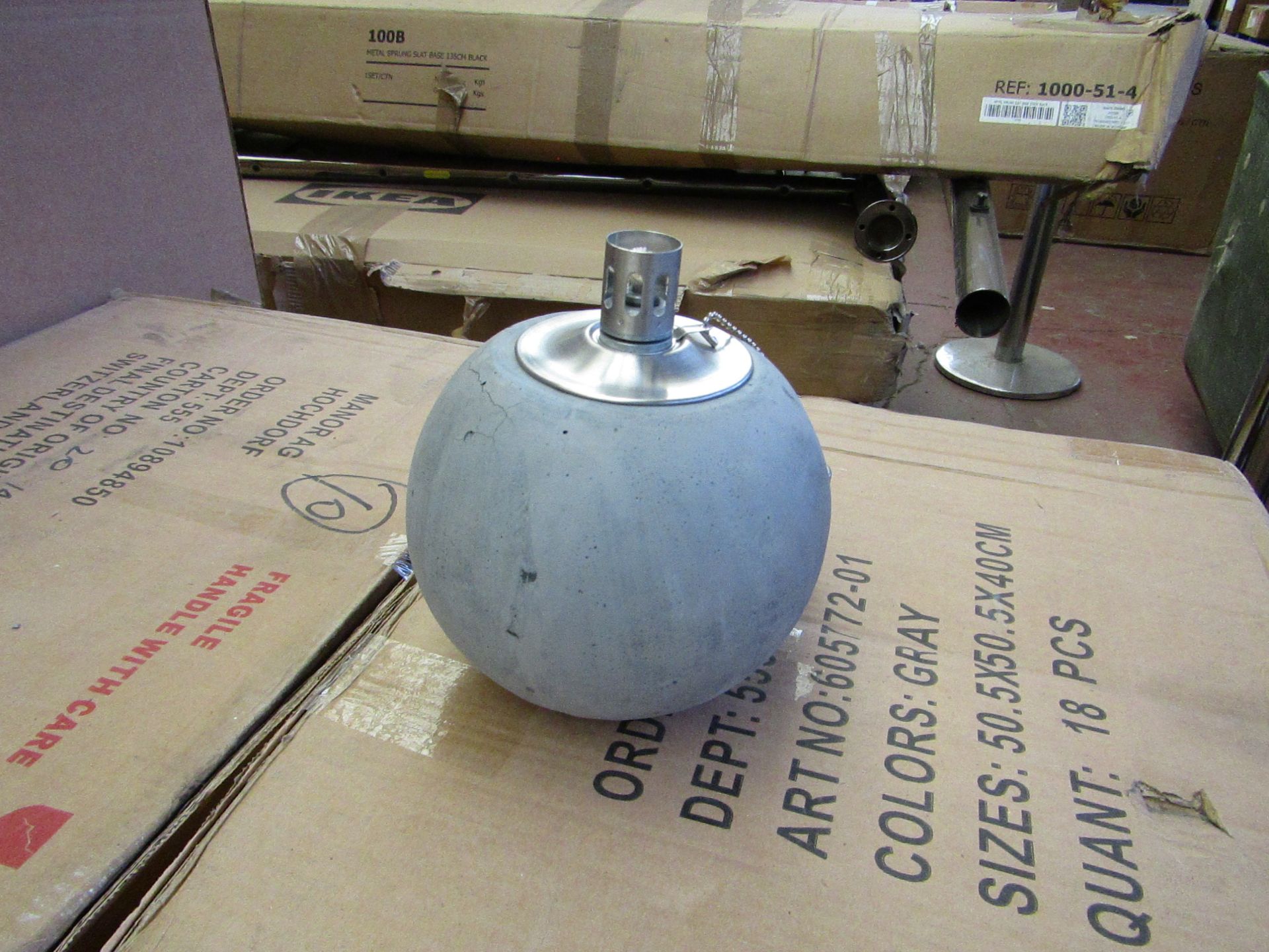 Grey Concrete Citronella Oil Garden Table Lamp - Unchecked & Boxed - £24.99.