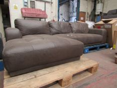 | 1X | MADE.COM LUCIANO RIGHT HAND FACING END CHAISE CORNER SOFA, TRUFFLE BROWN LEATHER | NO MAJOR