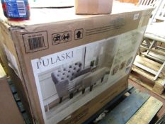 Pulaski fabric chair and ottoman, unchecked and boxed.