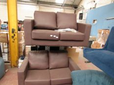 | 2X | LOFT ISABELLA 2 SEATER LEATHER SOFA | BOTH HAVED DAMAGE, ONE ON THE LEFT SIDE AND OTHER ON