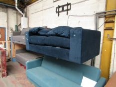 | 1X | SWOON BLUE VELVET 2 SEATER SOFA | NO MAJOR DAMAGE AND INCLUDES FEET | RRP CIRCA £1200 |