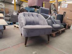 | 1X | MADE.COM GREY FABRIC ACCENT CHAIR | INCLUDES FEET BUT HAS A SMALL TEAR NEAR THE BACKREST