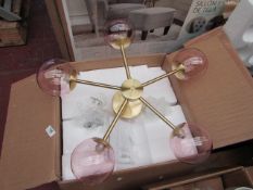 1 x Made.com Globe Large Flush Pendant Brushed Brass and Blush Pink Glass RRP œ99 SKU MAD-