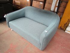 | 1X | MADE.COM BLUE FABRIC LOVESEAT | NO MAJOR DAMAGE AND NO FEET | RRP £399 |