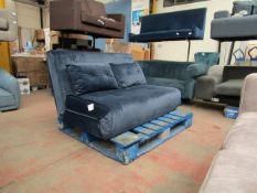 | 1X | MADE.COM BLUE VELVET SOFA BED | NO MAJOR DAMAGE AND NO FEET | PALLET REF 1A1239 | RRP £349 |