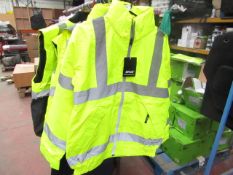 Arco - 3M Scotchlite Reflective Material Hi-Vis Yellow Work Jacket With Hood - Size Medium - Unused.