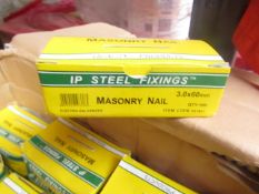 8x Ip Steel Fixings - Masonry Nail's (3.0 X 60mm) Boxes Of 100 - Unused & Boxed.