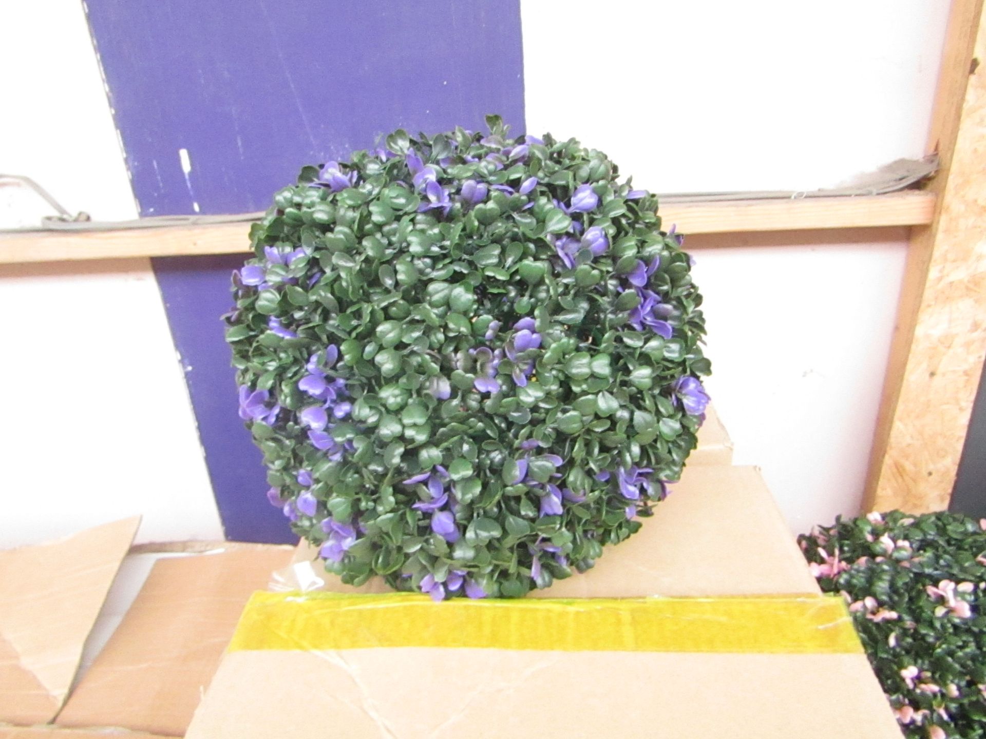 3x Purple Flower Topiary Garden Basket - Unused & Boxed.