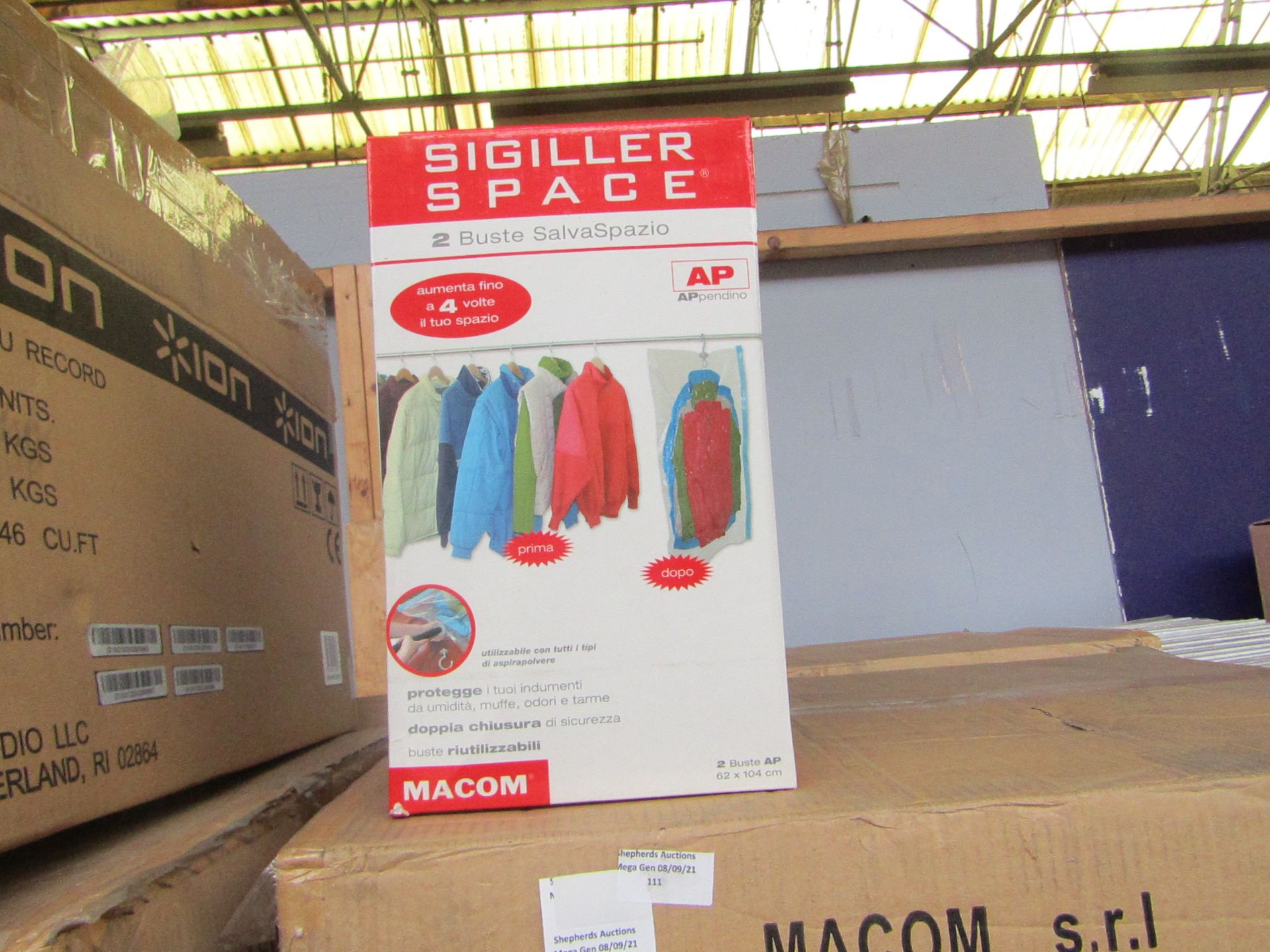 4x Sigiller Space - Box of 2 Clear Hanging Wardrobe Vaccum Storage bags - RRP £14.99 - Unchecked &