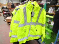 Arco - 3M Scotchlite Reflective Material Hi-Vis Yellow Work Jacket With Hood - Size Small - Unused.