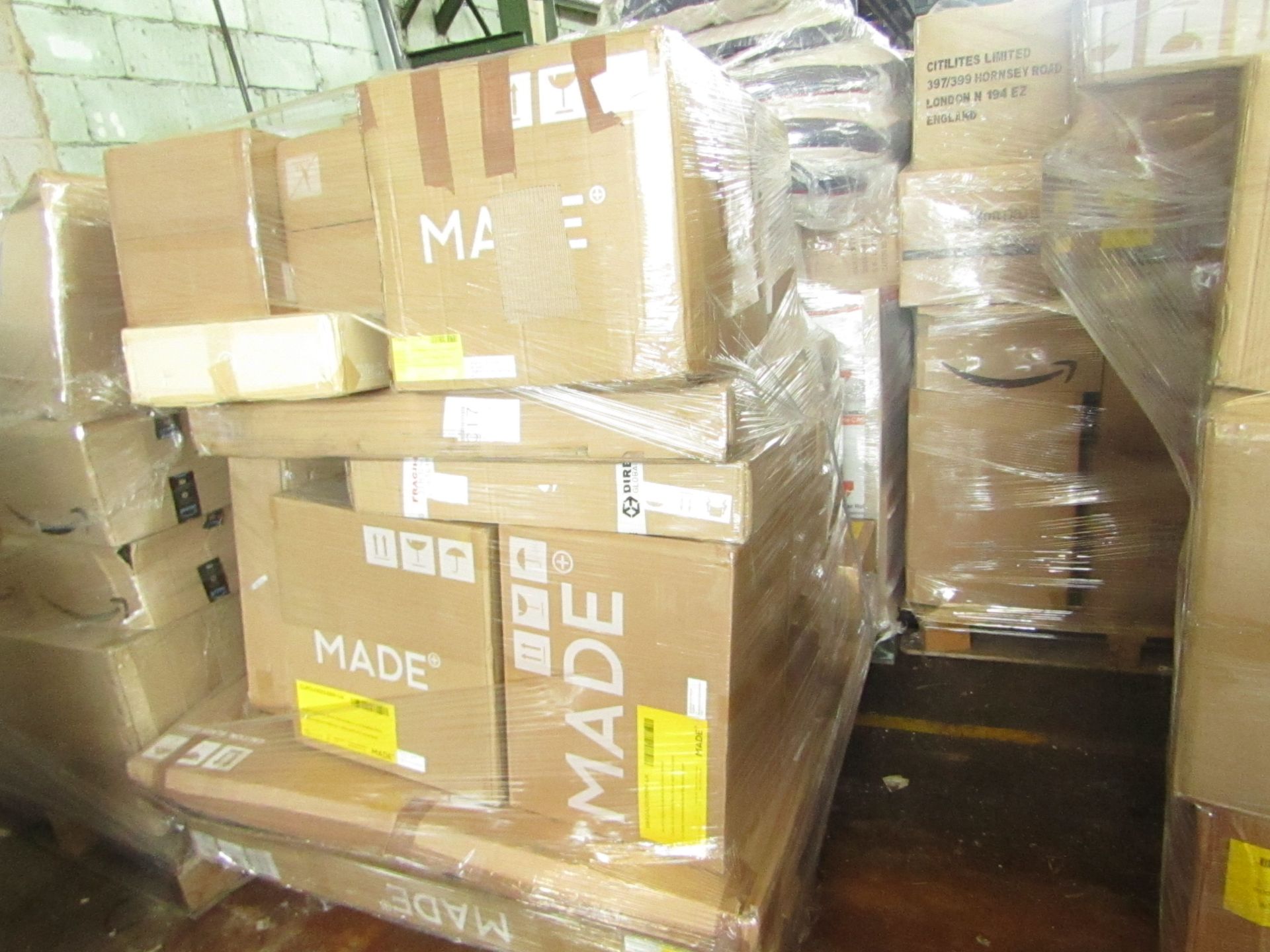 Mixed pallet of Made.com customer returns to include 18 items of stock with a total RRP of