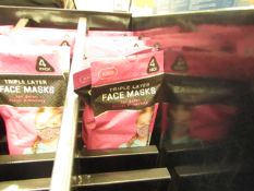 4x Social Lab - Childrens Triple Layer Face Masks - 2x Boys & 2x girls, mixed (4 Per Pack) - New &