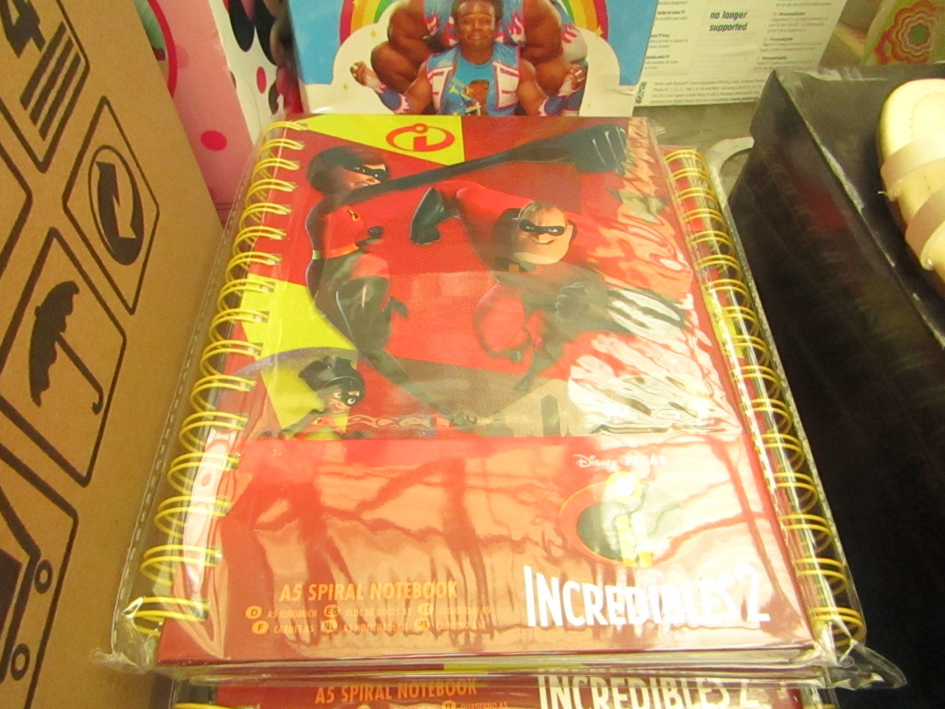2x Incredibles - A5 Hardback Spiral Notebook - New, Packaged & Boxed.