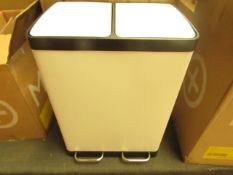 | 1X | MADE.COM COLTER 60L, SOFT CLOSE DOUBLE RECYCLING PEDAL BIN OFF WHITE | UNCHECKED & BOXED |