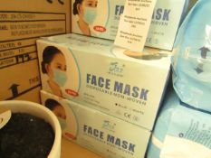 2x Boxes of 50 Blue Disposable Face Masks