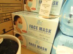 2x Boxes of 50 Blue Disposable Face Masks