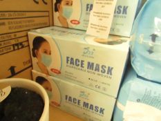 2x Boxes of 50 Blue Disposable Face Masks