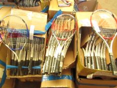 1X LANWEI TENNIS RACKET, LOOK NEW WITH PLASTIC STILL ON HANDLE, MAY HAVE DIRTY MARKS, UNCHECKED & NO