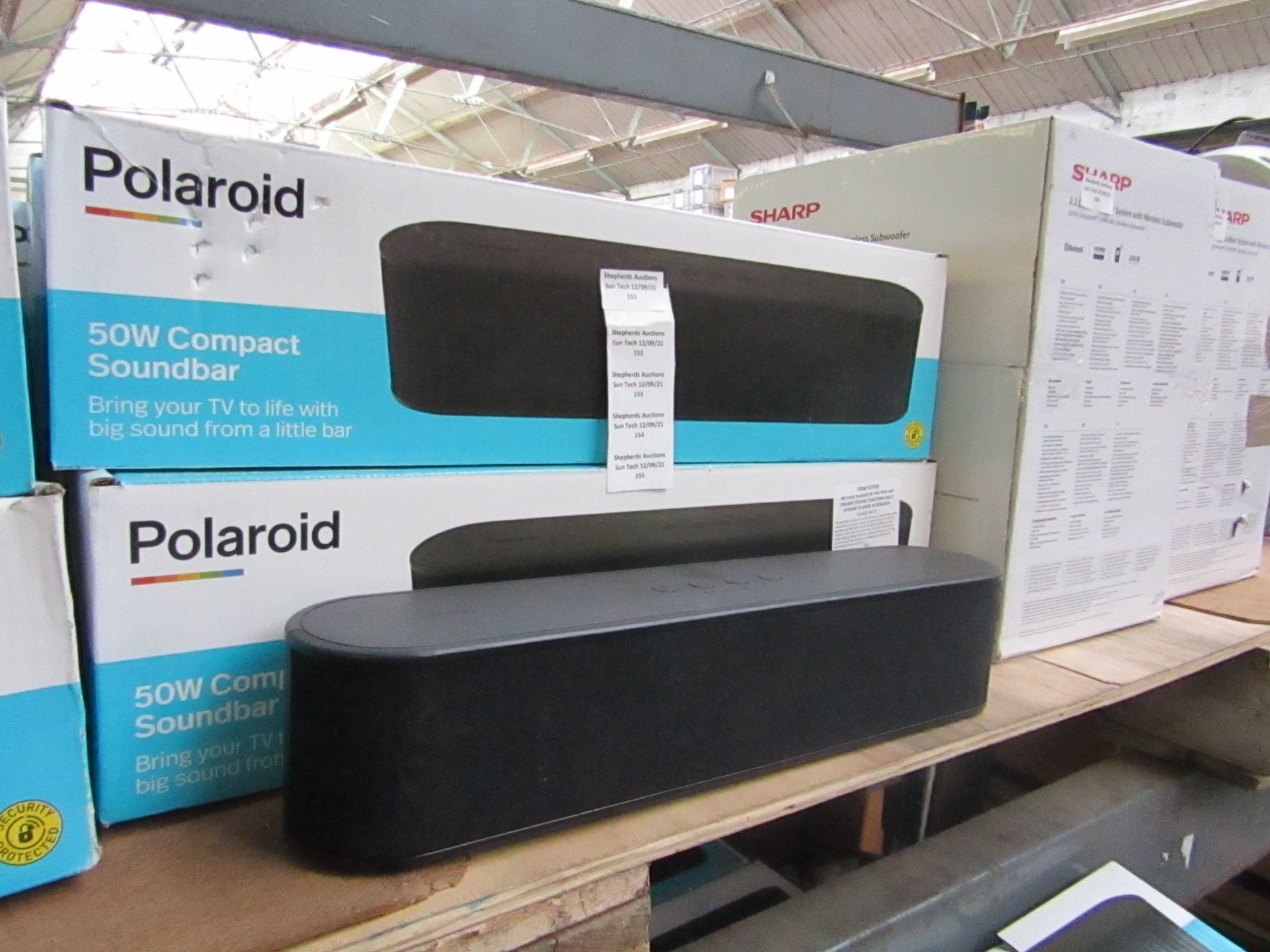 | 1X | POLAROID 50W COMPACT SOUNDBAR | TESTED WORKING FOR SOUND ONLY AND NOT ALL VOLUME AND