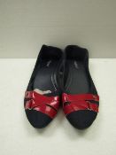 3x Pairs of ladies red band dolly shoes, size 38, new & packaged.