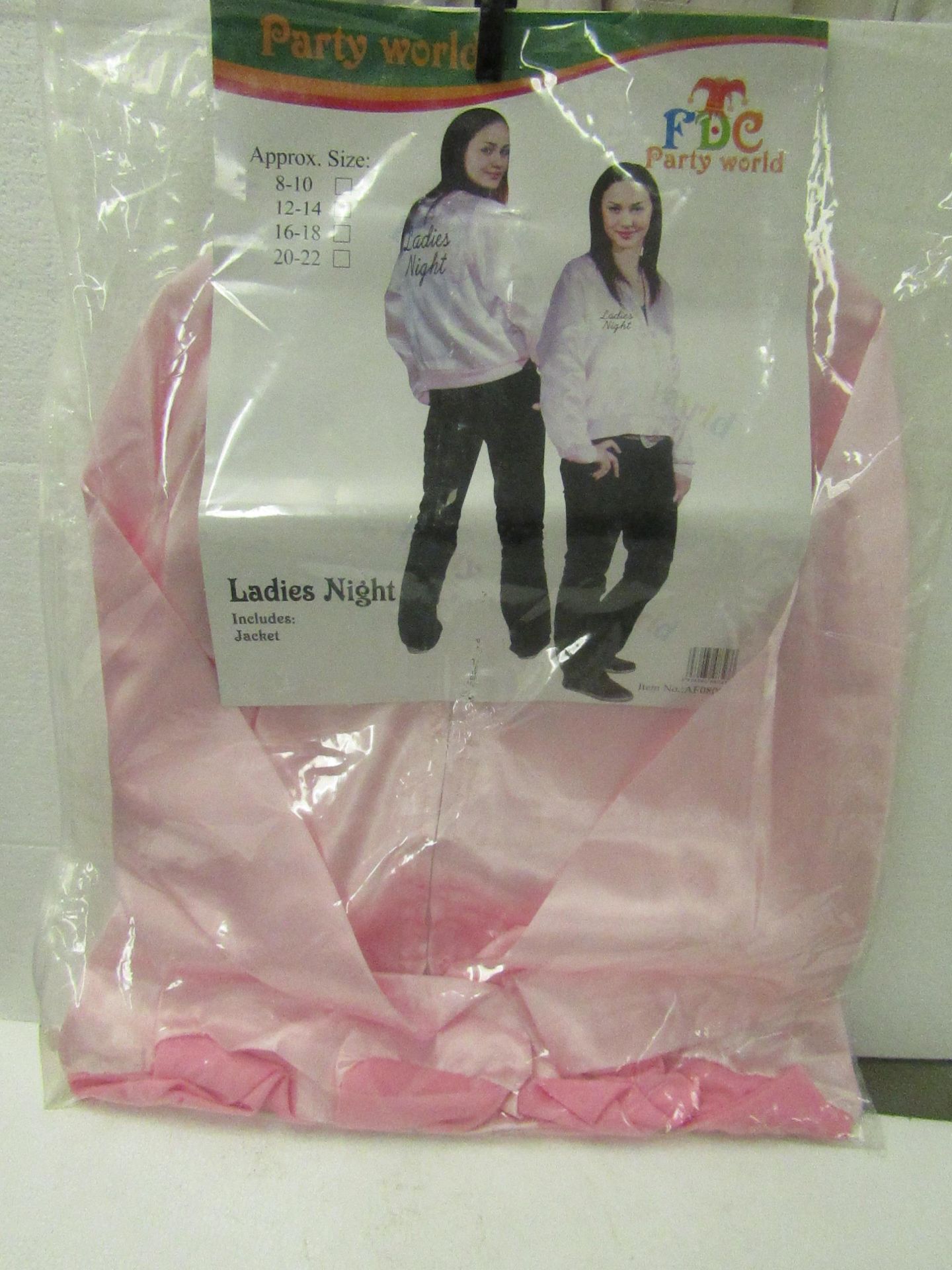 1 x Party World Pink Ladies Night Satin Jacket size 12/14 new & packaged