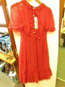 L K Bennett London Malami Red Multi Chiffon Dress size 6 RRP £295 new with tag (button missing but