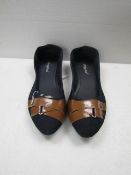 3x Pairs of ladies brown band dolly shoes, size38, new & packaged.
