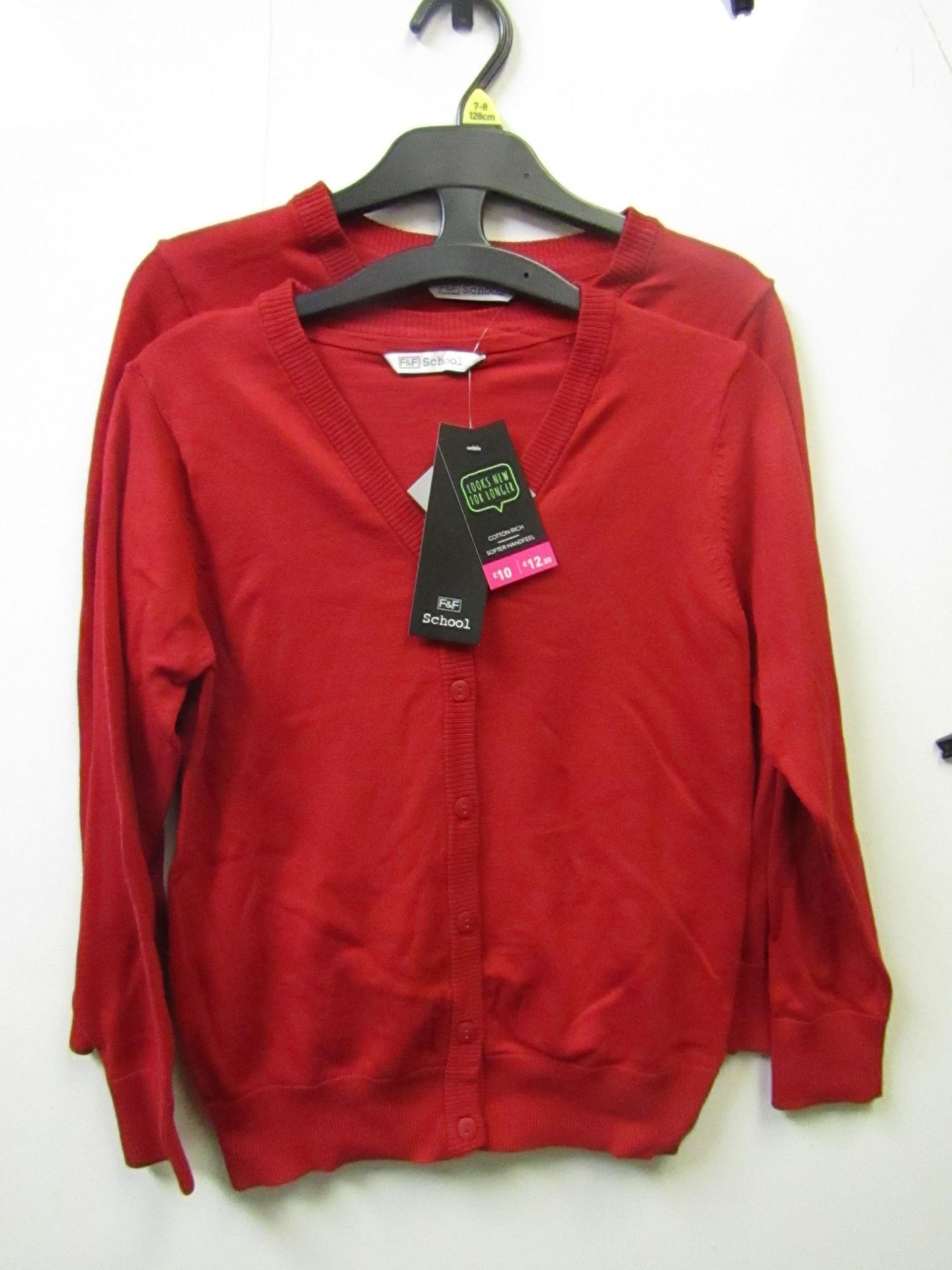 3x girls 2piece school cardigan red - size 7/8 - new but might have security tags on.