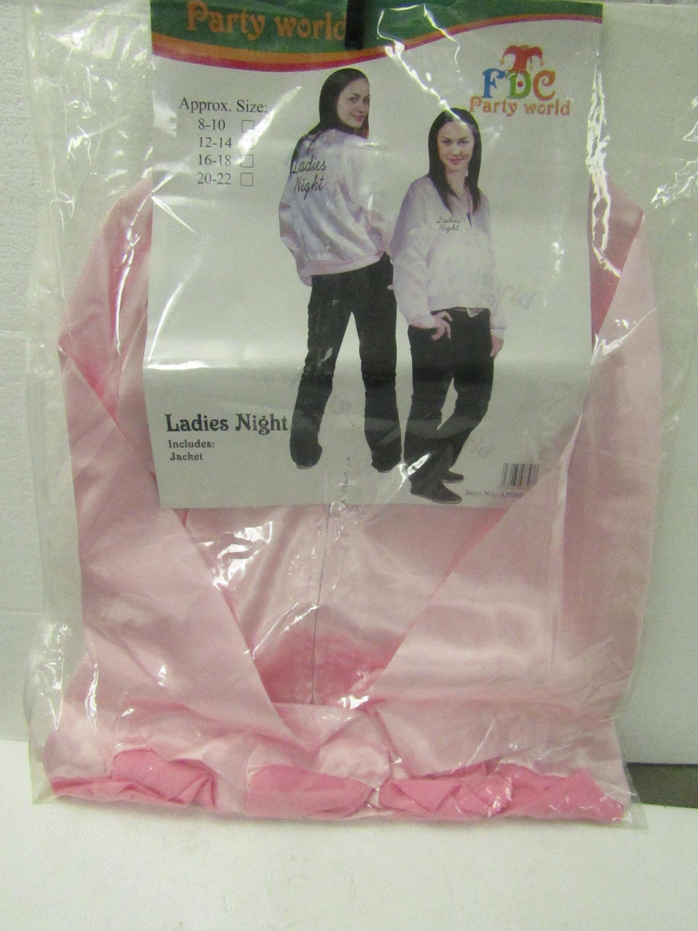 1 x Party World Pink Ladies Night Satin Jacket size 12/14 new & packaged