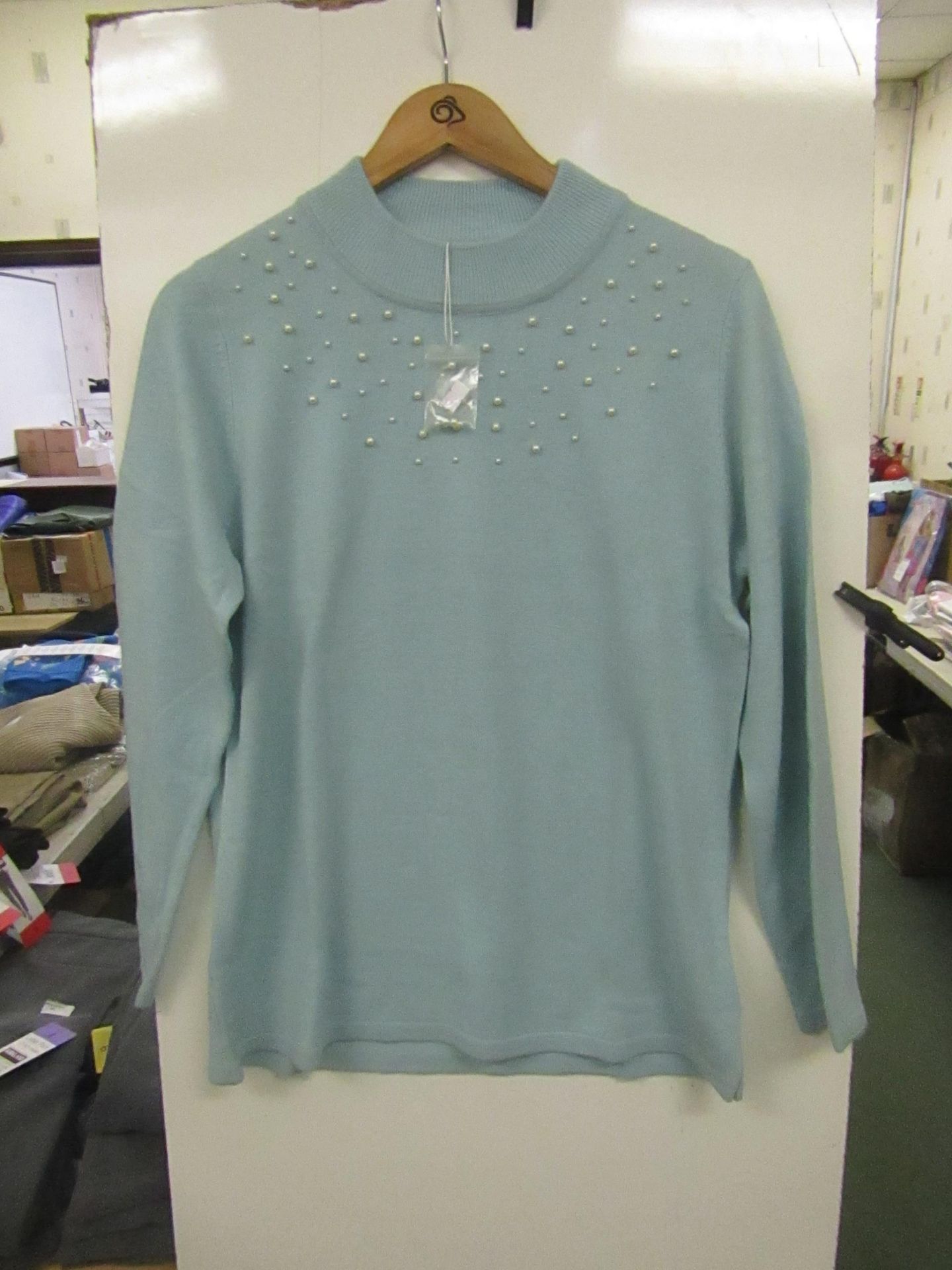 Damart Sweater with Pearls embelishments, new size 14-16