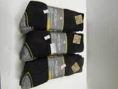 3x pack of 3 iron mountain heavy duty work socks, uk 6-11, new & packaged.