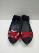 3x Pairs of ladies red band dolly shoes, size 39, new & packaged.