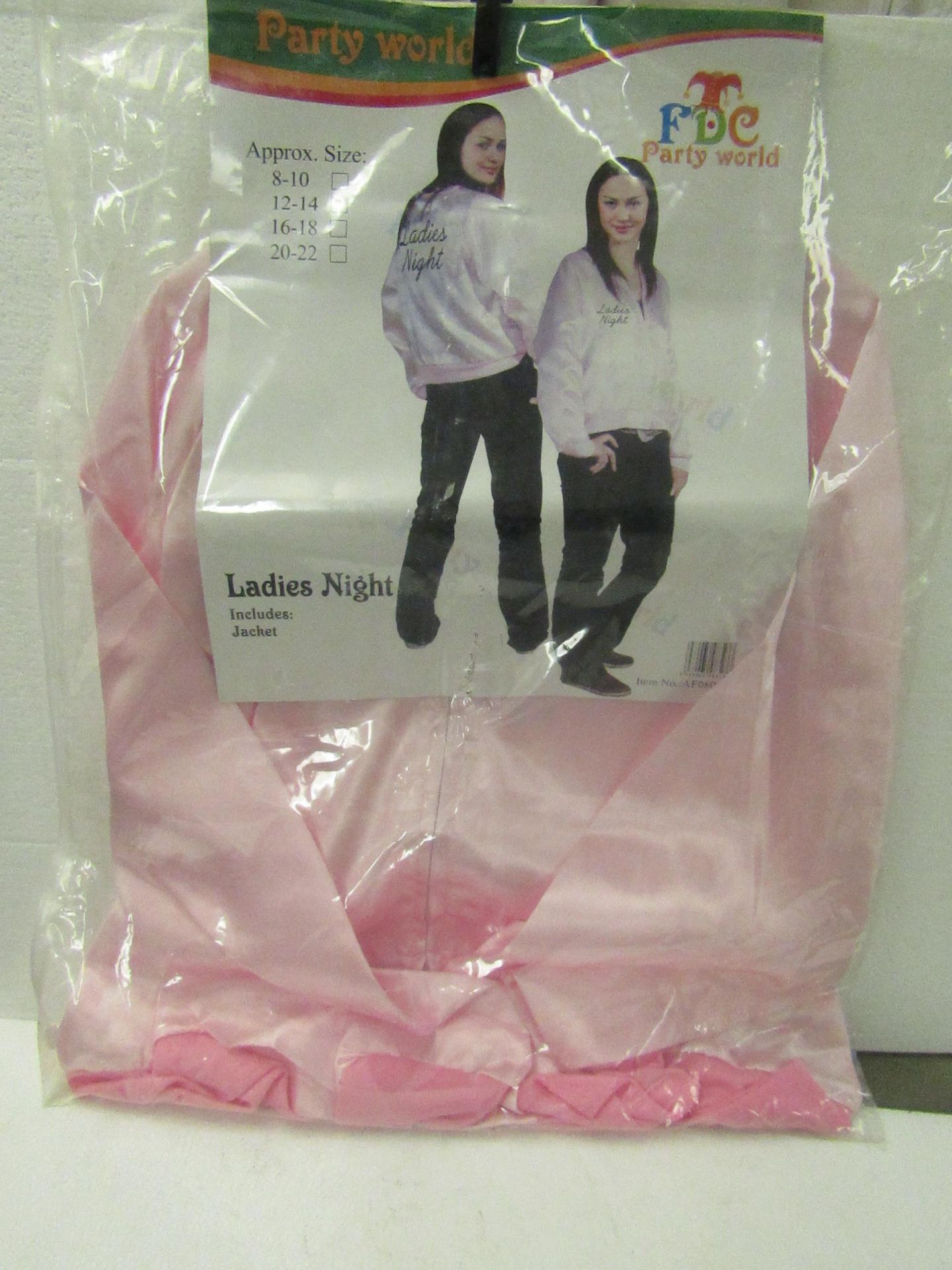 1 x Party World Pink Ladies Night Satin Jacket size 12/14 new & packaged