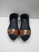 3x Pairs of ladies brown band dolly shoes, size39, new & packaged.