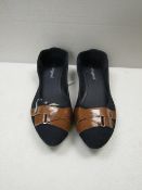 3x Pairs of ladies brown band dolly shoes, size37, new & packaged.