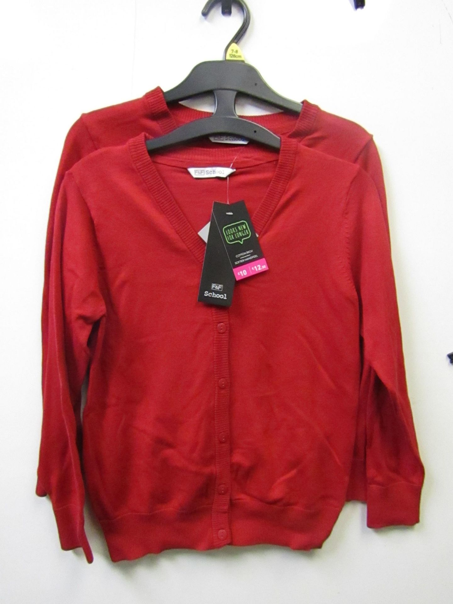 3x girls 2piece school cardigan red - size 7/8 - new but might have security tags on.