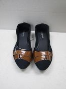 3x Pairs of ladies brown band dolly shoes, size39, new & packaged.