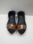 3x Pairs of ladies brown band dolly shoes, size37, new & packaged.