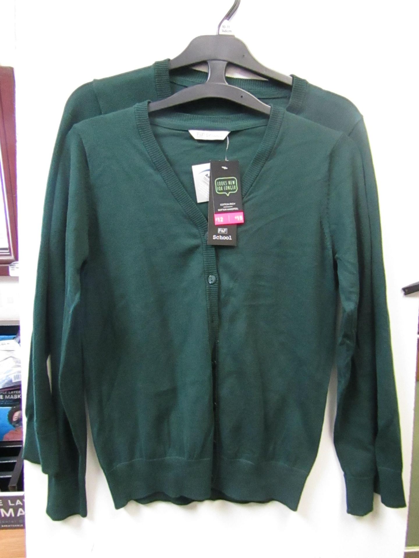 3x girls 2piece school cardigan green - size 10/11 - new but might have security tags on.