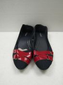 3x Pairs of ladies red band dolly shoes, size 39, new & packaged.