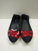3x Pairs of ladies red band dolly shoes, size37, new & packaged.