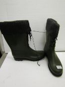 Green with Knitted Top Rubber Boots size 39 new