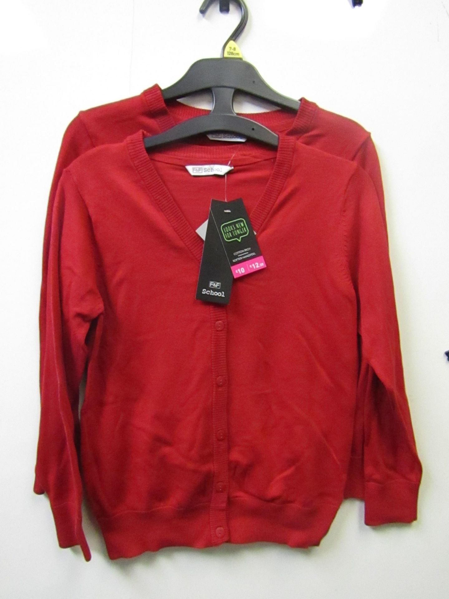 3x girls 2piece school cardigan red - size 7/8 - new but might have security tags on.