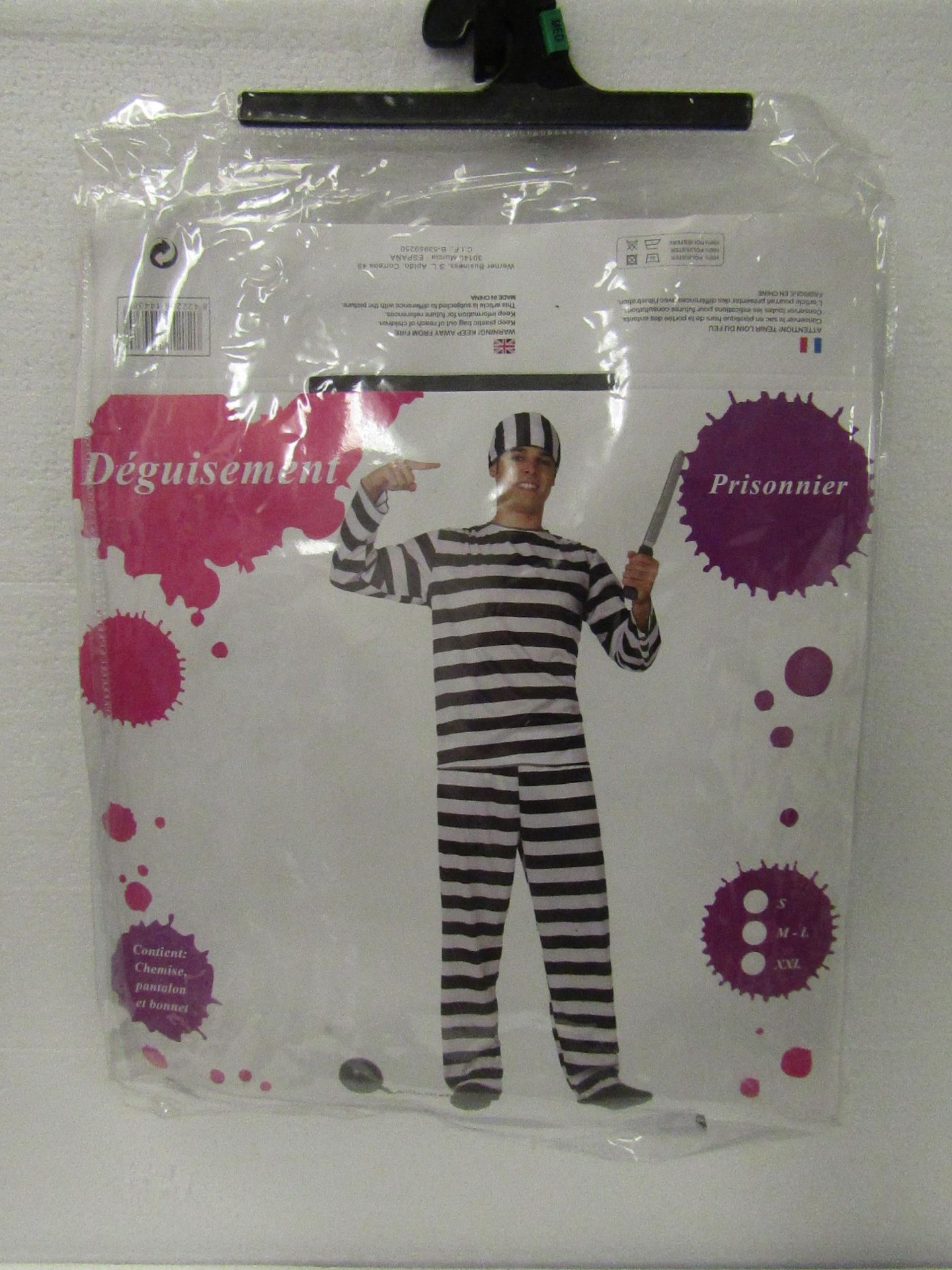 1 x Adult Fancy Dress The Prisoner size Med new & packaged