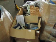 PALLET CONTAINING VARIOUS ITEMS. ALL UNCHECKED